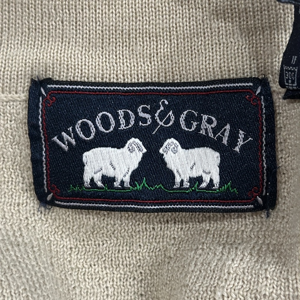 Mens WOODS & Gray Cardigan Sweater Cream Oversized/Relaxed Casual Timeless Cozy - Picture 5 of 7